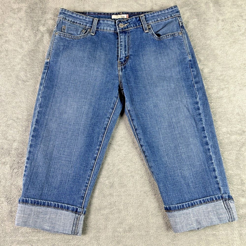 Levis 515 Women's 10 Mid Rise Cuffed Stretch Denim Capri Jeans Mom Preppy Spring